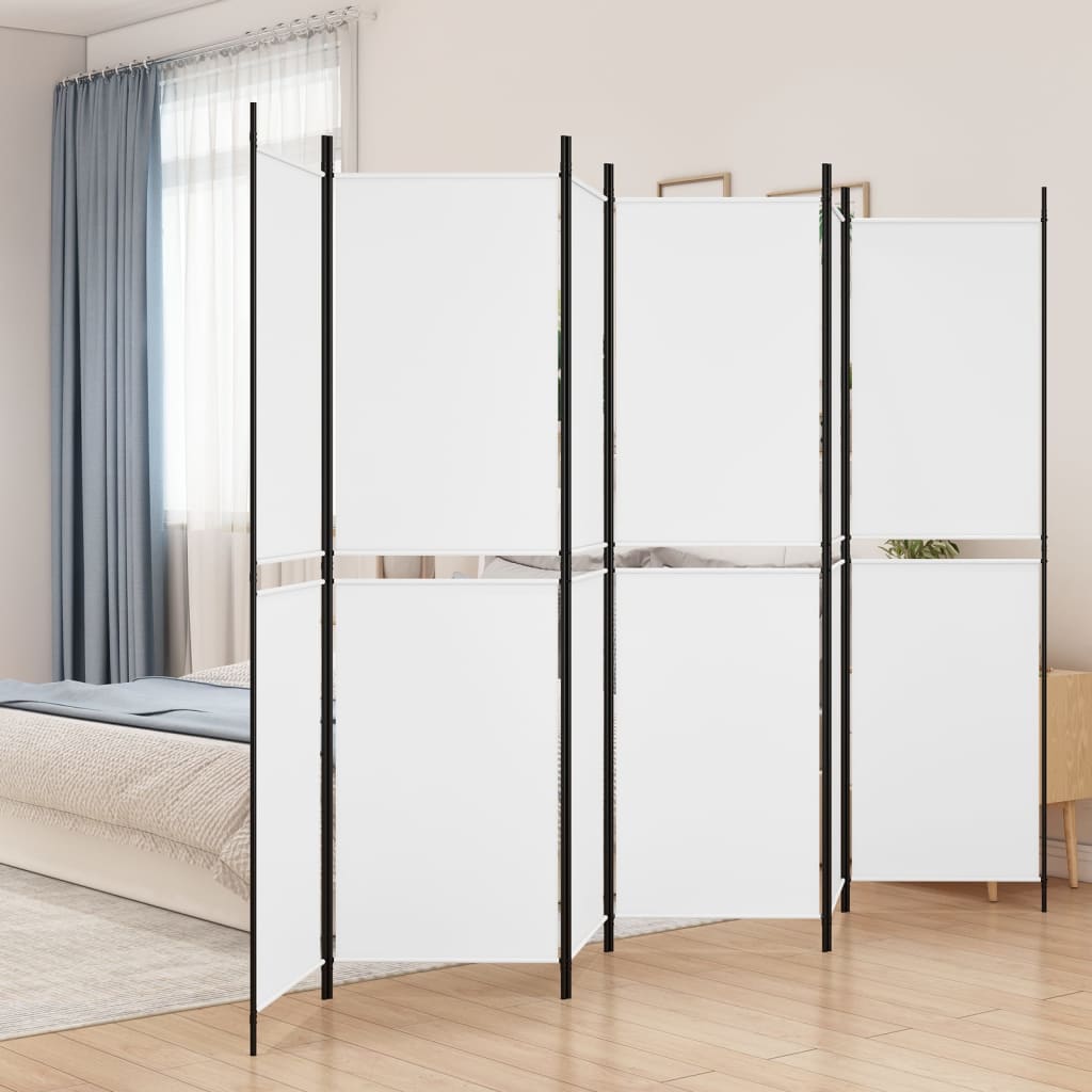 vidaXL Parawan 6-panelowy, biały, 300 x 200 cm, tkanina