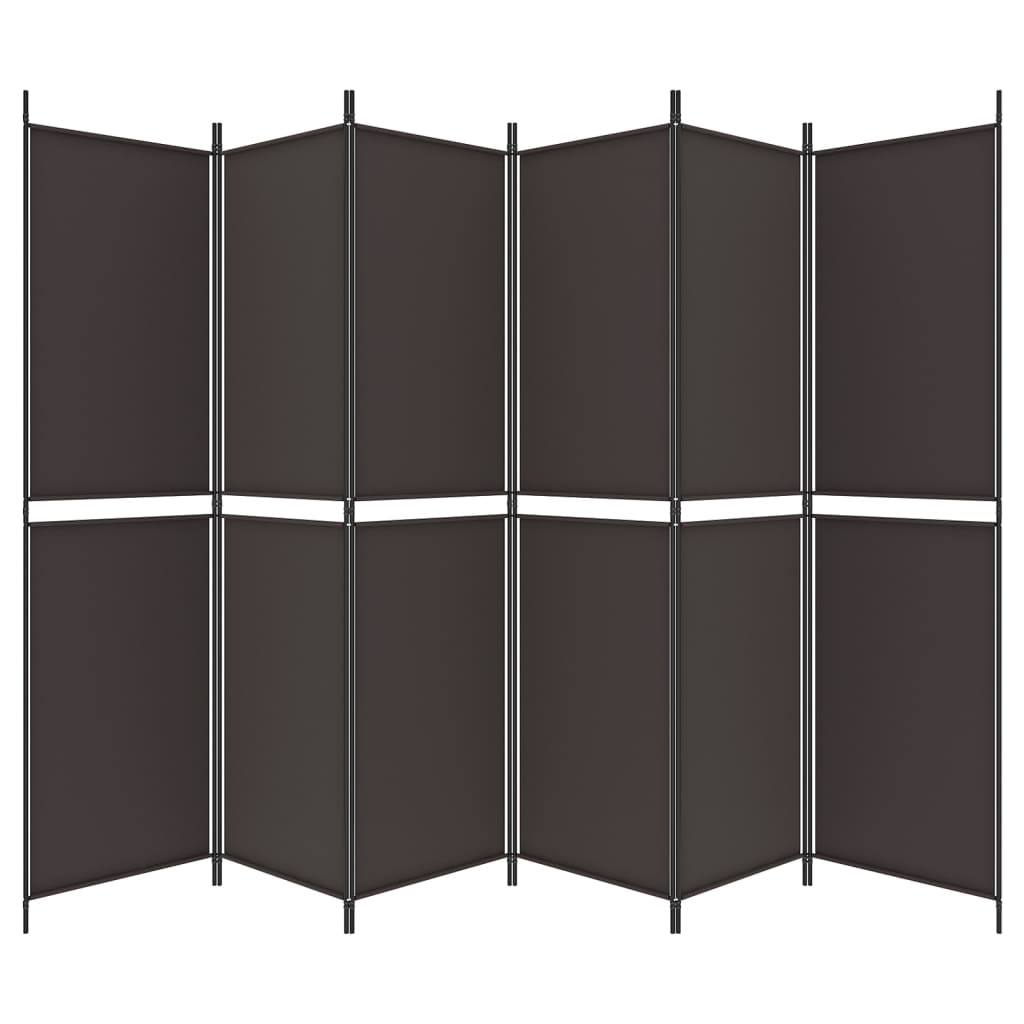 vidaXL Parawan 6-panelowy, brązowy, 300x200 cm, tkanina