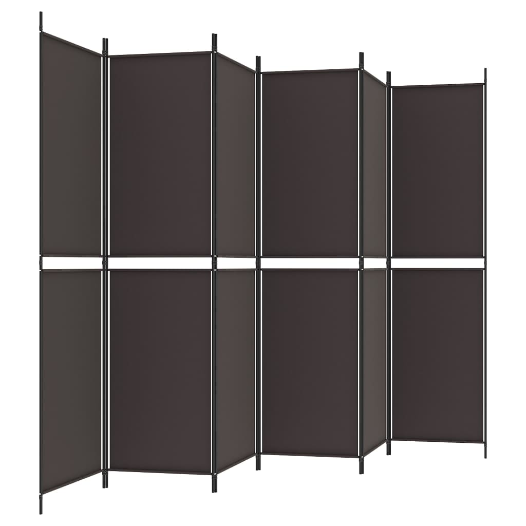 vidaXL Parawan 6-panelowy, brązowy, 300x200 cm, tkanina