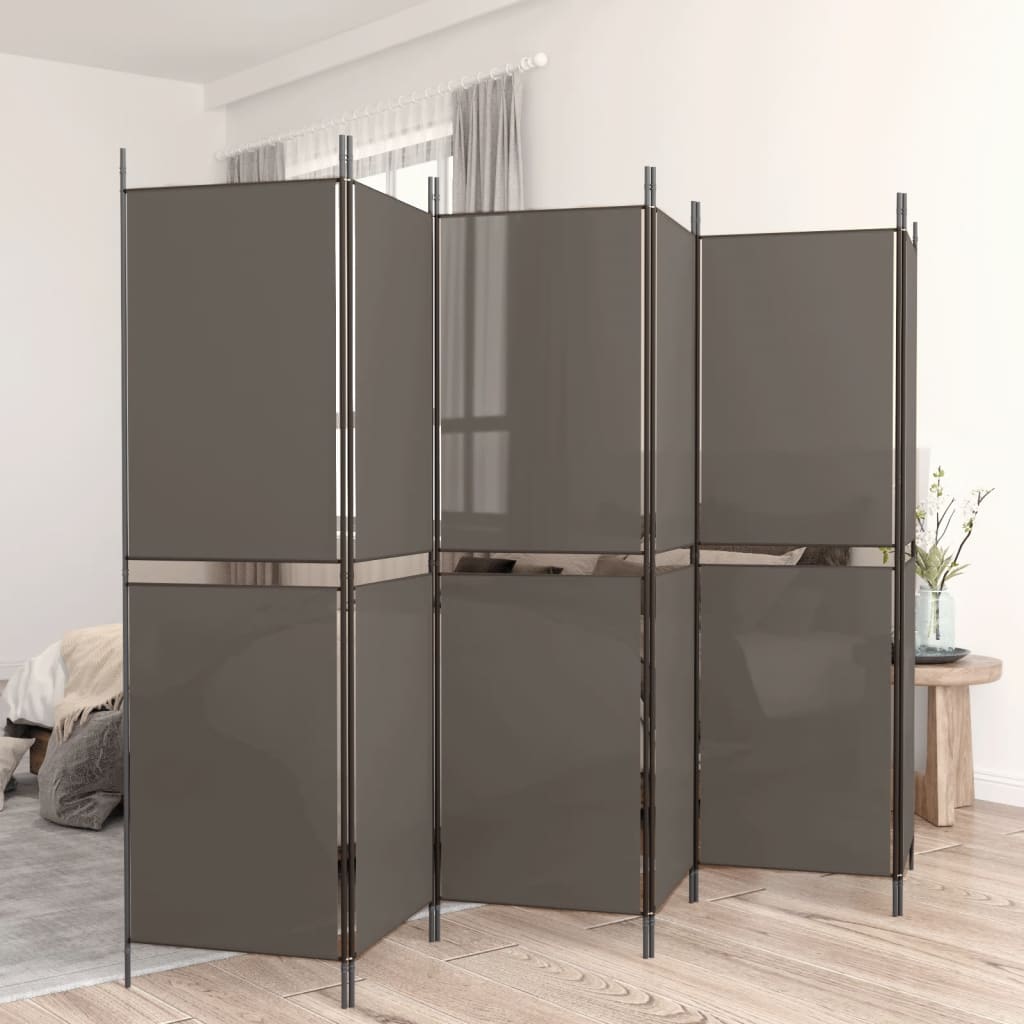 vidaXL Parawan 6-panelowy, antracytowy, 300x200 cm, tkanina