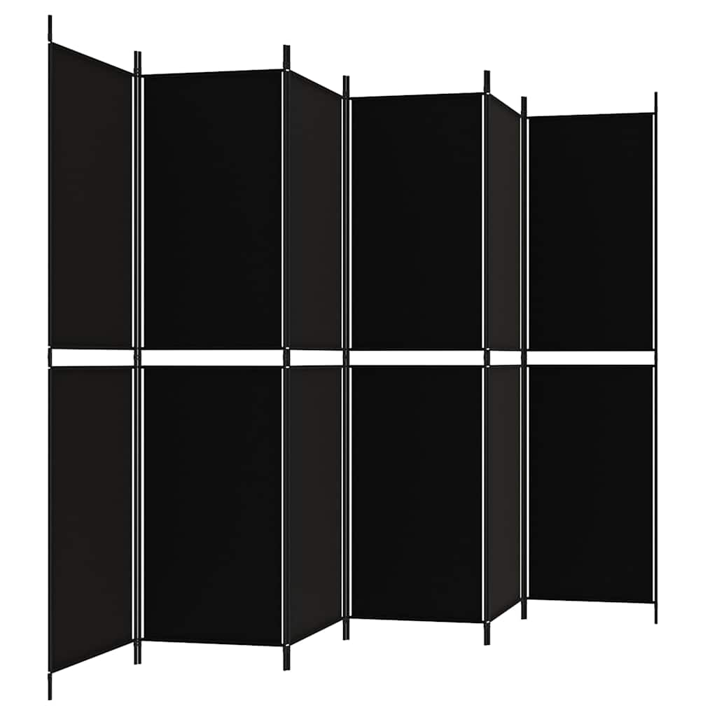 vidaXL Parawan 6-panelowy, czarny, 300x200 cm, tkanina