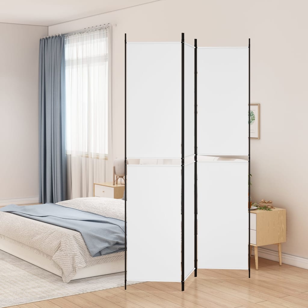 vidaXL Parawan 3-panelowy, biały, 150x220 cm, tkanina