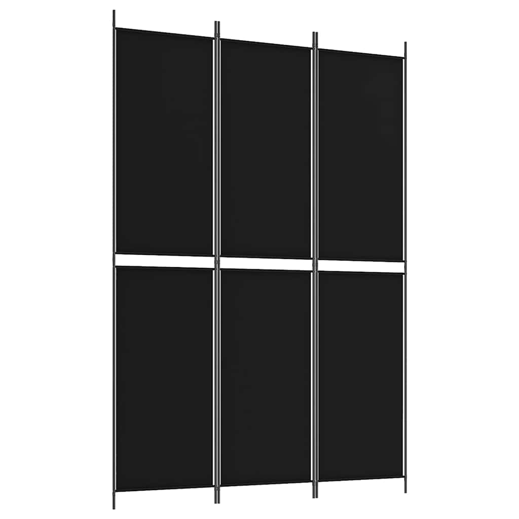 vidaXL Parawan 3-panelowy, czarny, 150x220 cm, tkanina