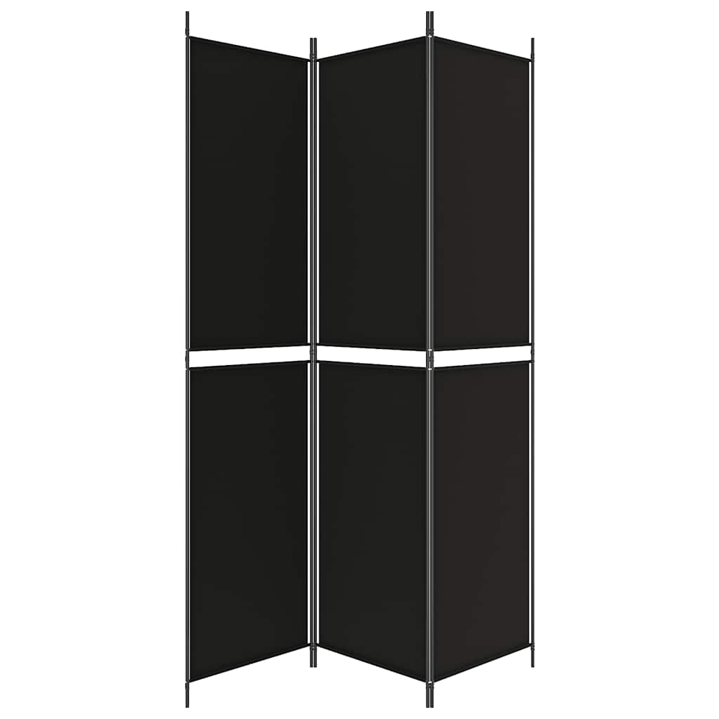 vidaXL Parawan 3-panelowy, czarny, 150x220 cm, tkanina