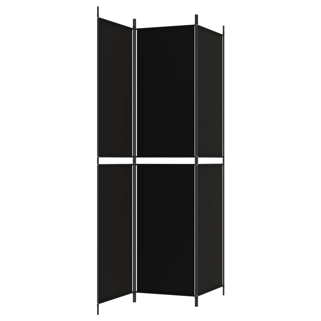 vidaXL Parawan 3-panelowy, czarny, 150x220 cm, tkanina