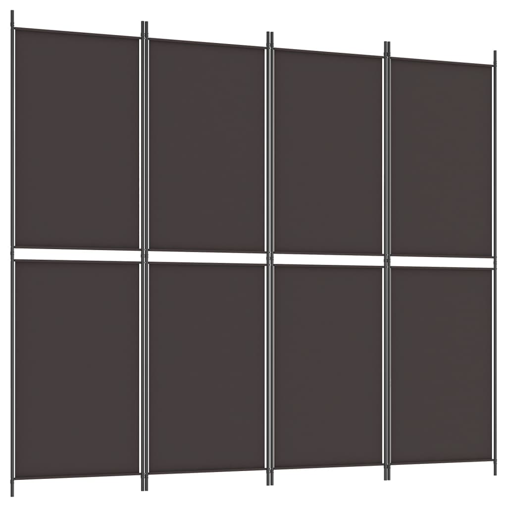 vidaXL Parawan 4-panelowy, brązowy, 200x220 cm, tkanina