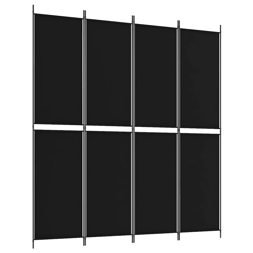 vidaXL Parawan 4-panelowy, czarny, 200x220 cm, tkanina