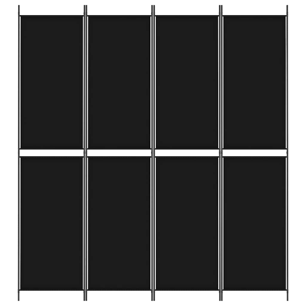 vidaXL Parawan 4-panelowy, czarny, 200x220 cm, tkanina
