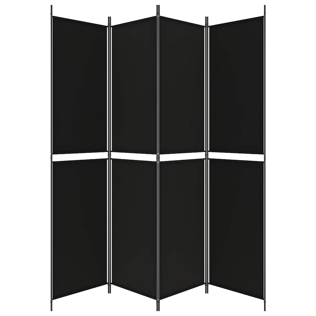 vidaXL Parawan 4-panelowy, czarny, 200x220 cm, tkanina