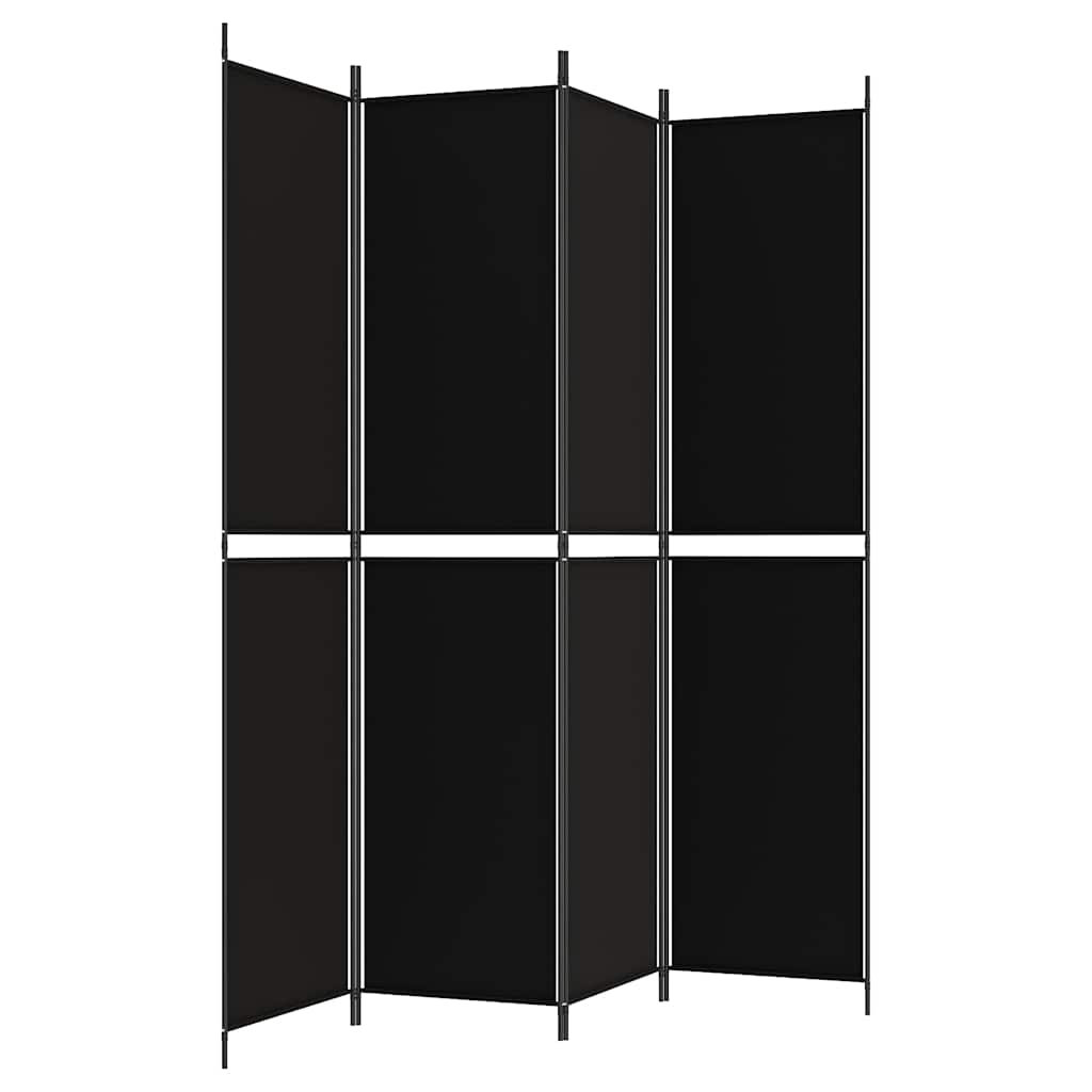 vidaXL Parawan 4-panelowy, czarny, 200x220 cm, tkanina