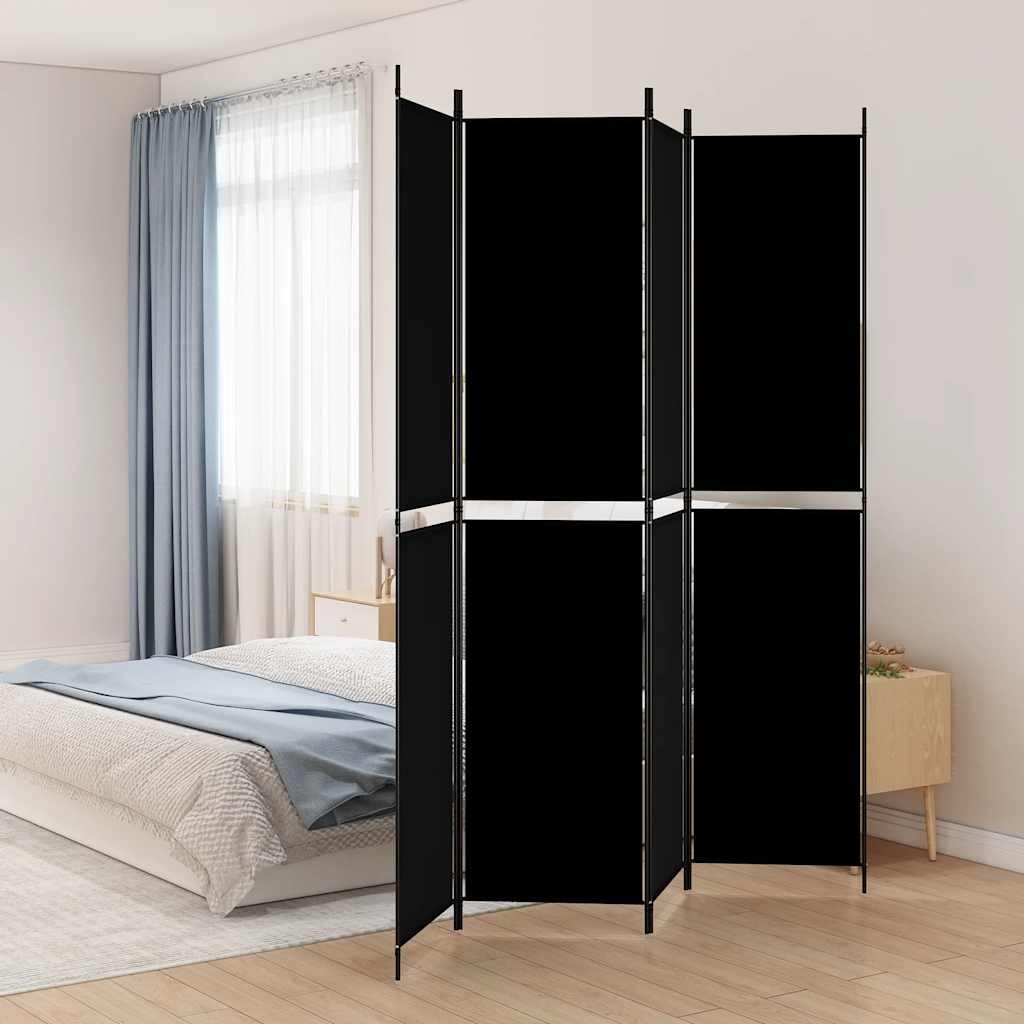 vidaXL Parawan 4-panelowy, czarny, 200x220 cm, tkanina