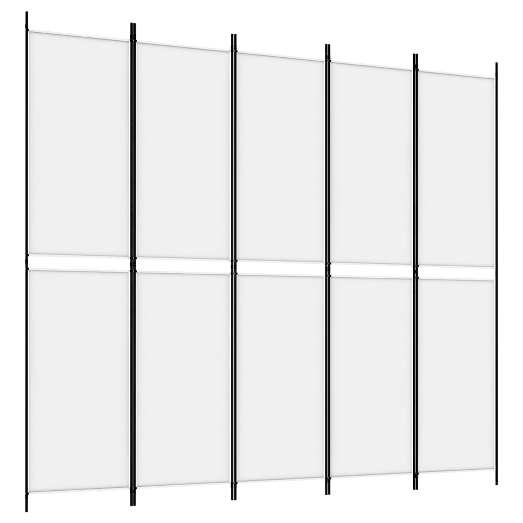 vidaXL Parawan 5-panelowy, biały, 250x220 cm, tkanina