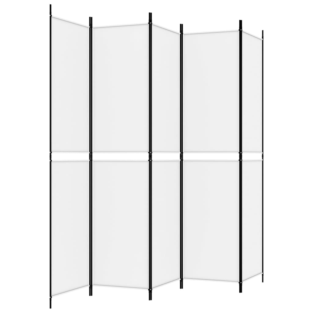 vidaXL Parawan 5-panelowy, biały, 250x220 cm, tkanina