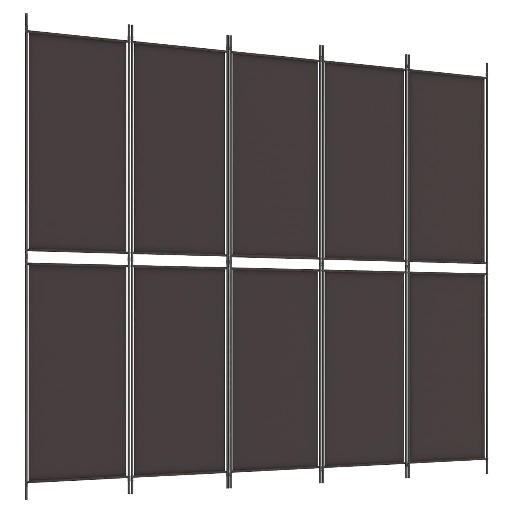 vidaXL Parawan 5-panelowy, brązowy, 250x220 cm, tkanina