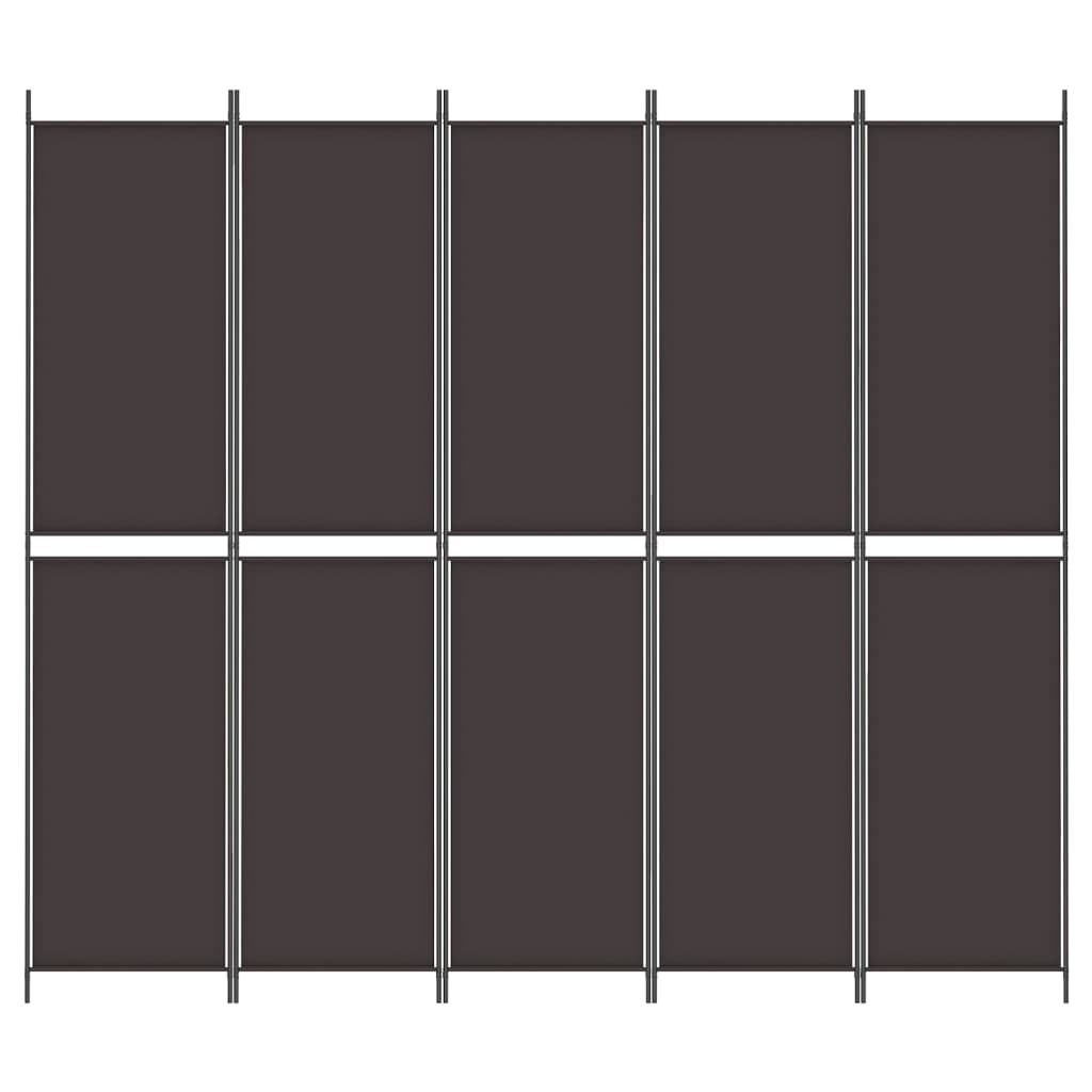 vidaXL Parawan 5-panelowy, brązowy, 250x220 cm, tkanina