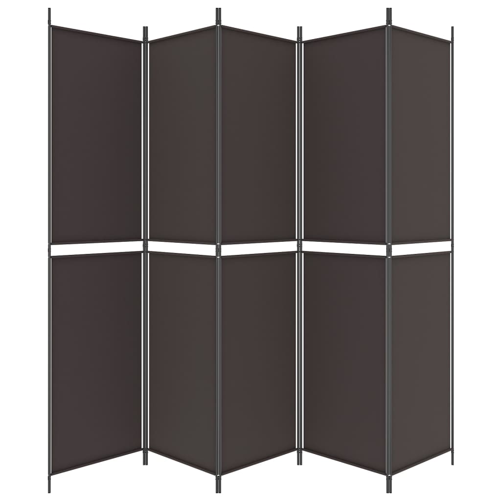 vidaXL Parawan 5-panelowy, brązowy, 250x220 cm, tkanina