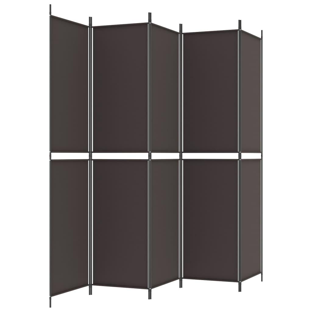 vidaXL Parawan 5-panelowy, brązowy, 250x220 cm, tkanina