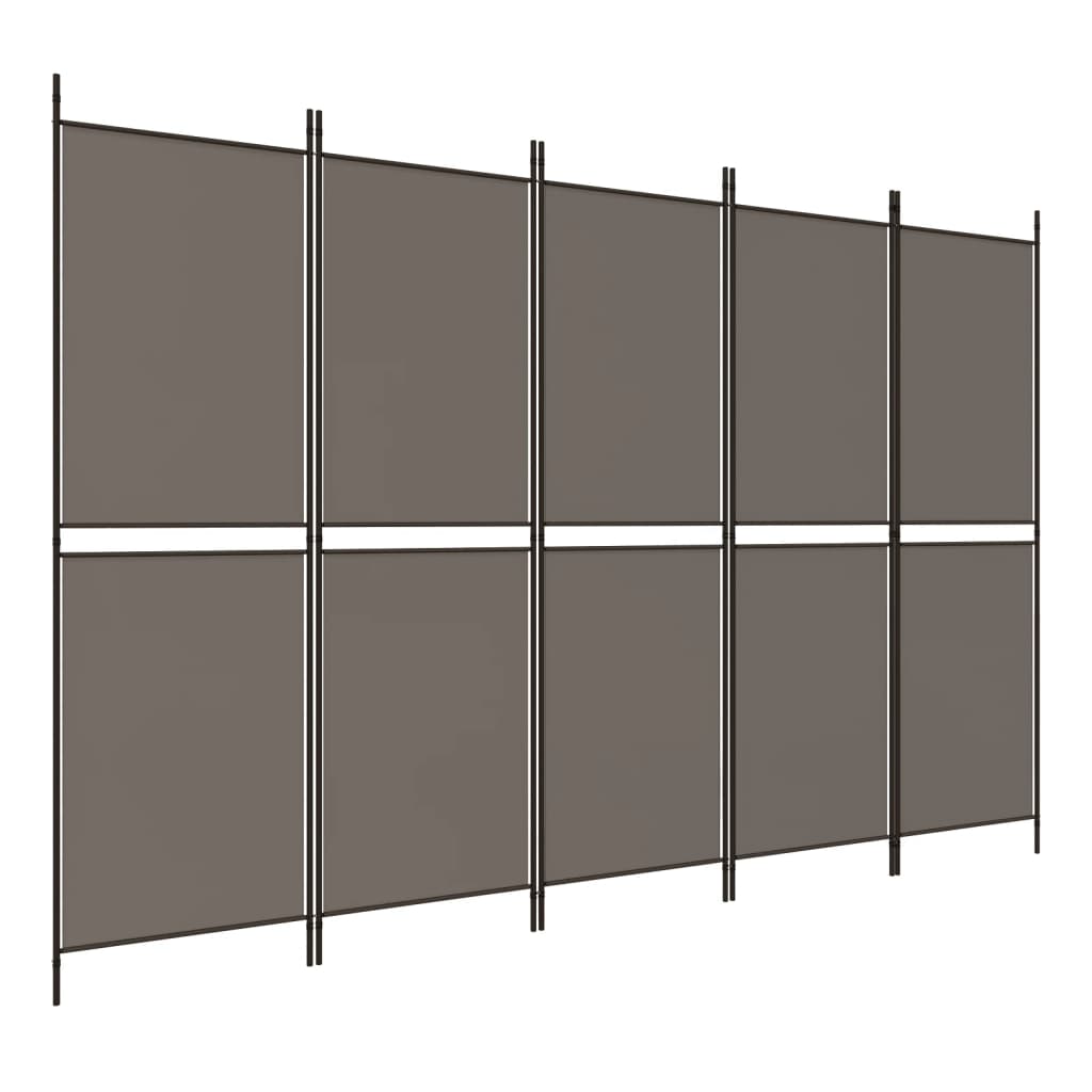 vidaXL Parawan 5-panelowy, antracytowy,250x220 cm, tkanina
