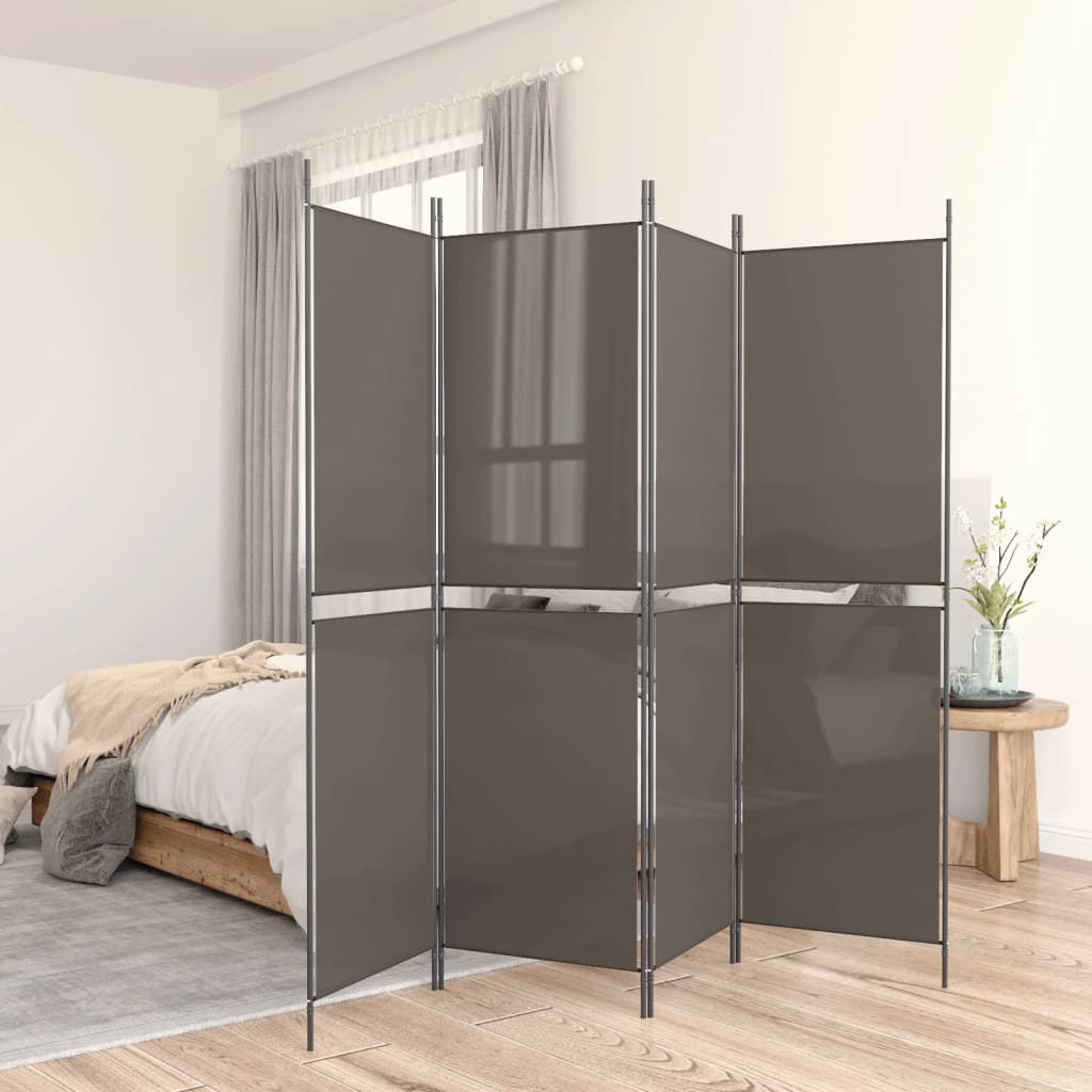 vidaXL Parawan 5-panelowy, antracytowy,250x220 cm, tkanina
