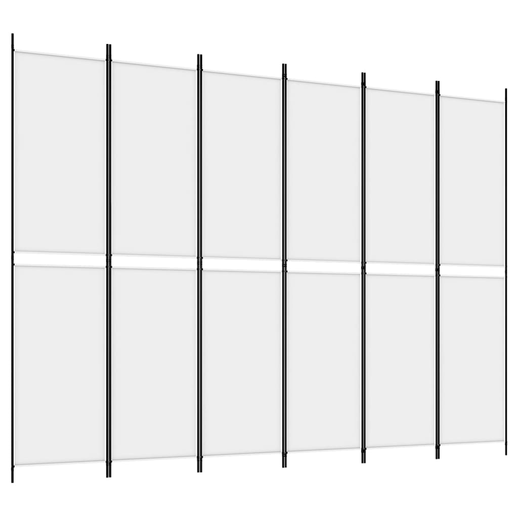 vidaXL Parawan 6-panelowy, biały, 300x220 cm, tkanina
