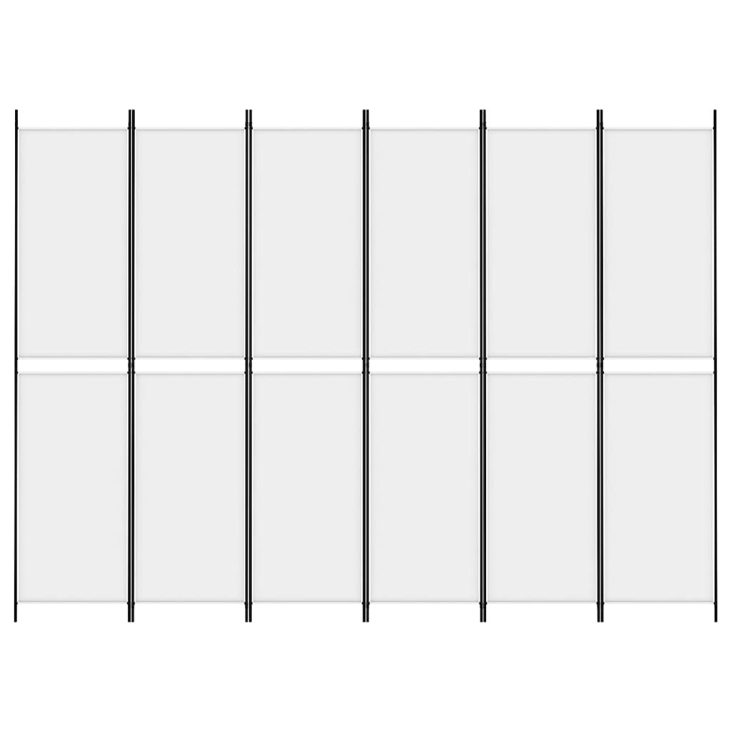 vidaXL Parawan 6-panelowy, biały, 300x220 cm, tkanina