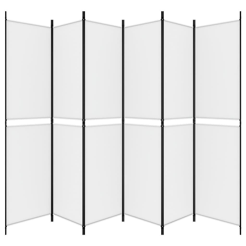 vidaXL Parawan 6-panelowy, biały, 300x220 cm, tkanina