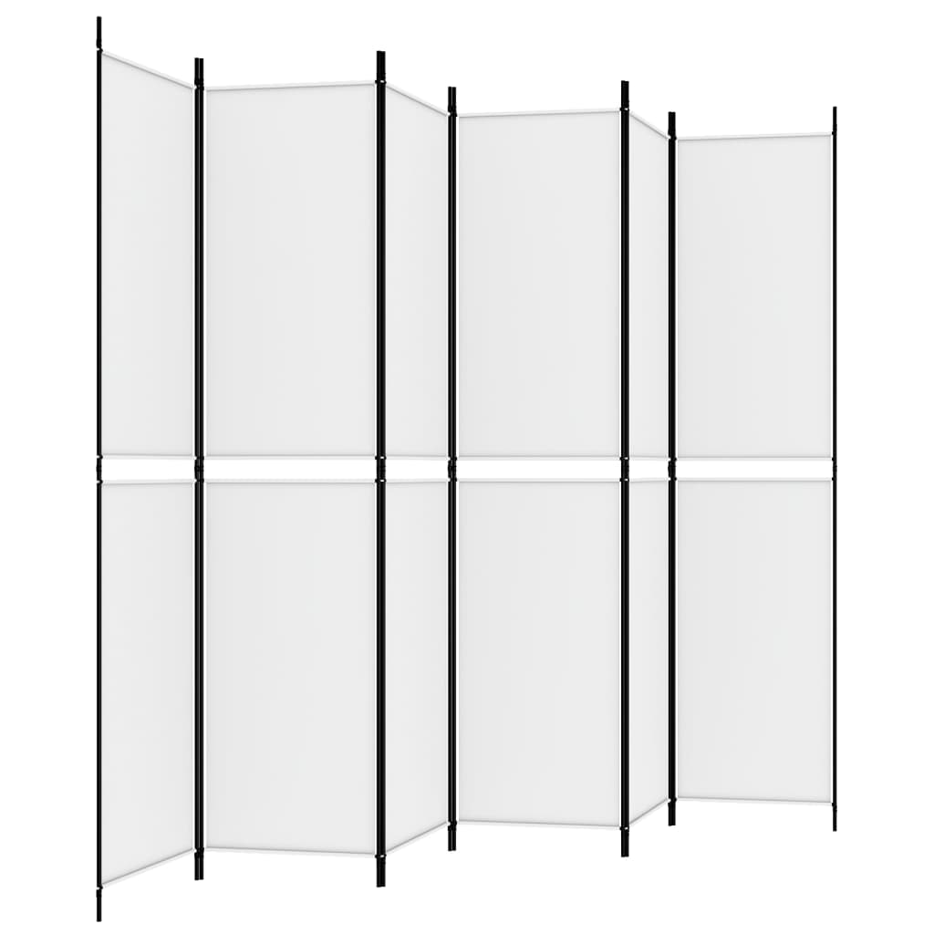 vidaXL Parawan 6-panelowy, biały, 300x220 cm, tkanina