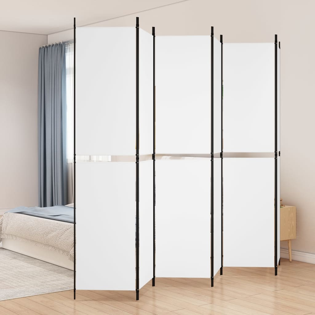 vidaXL Parawan 6-panelowy, biały, 300x220 cm, tkanina