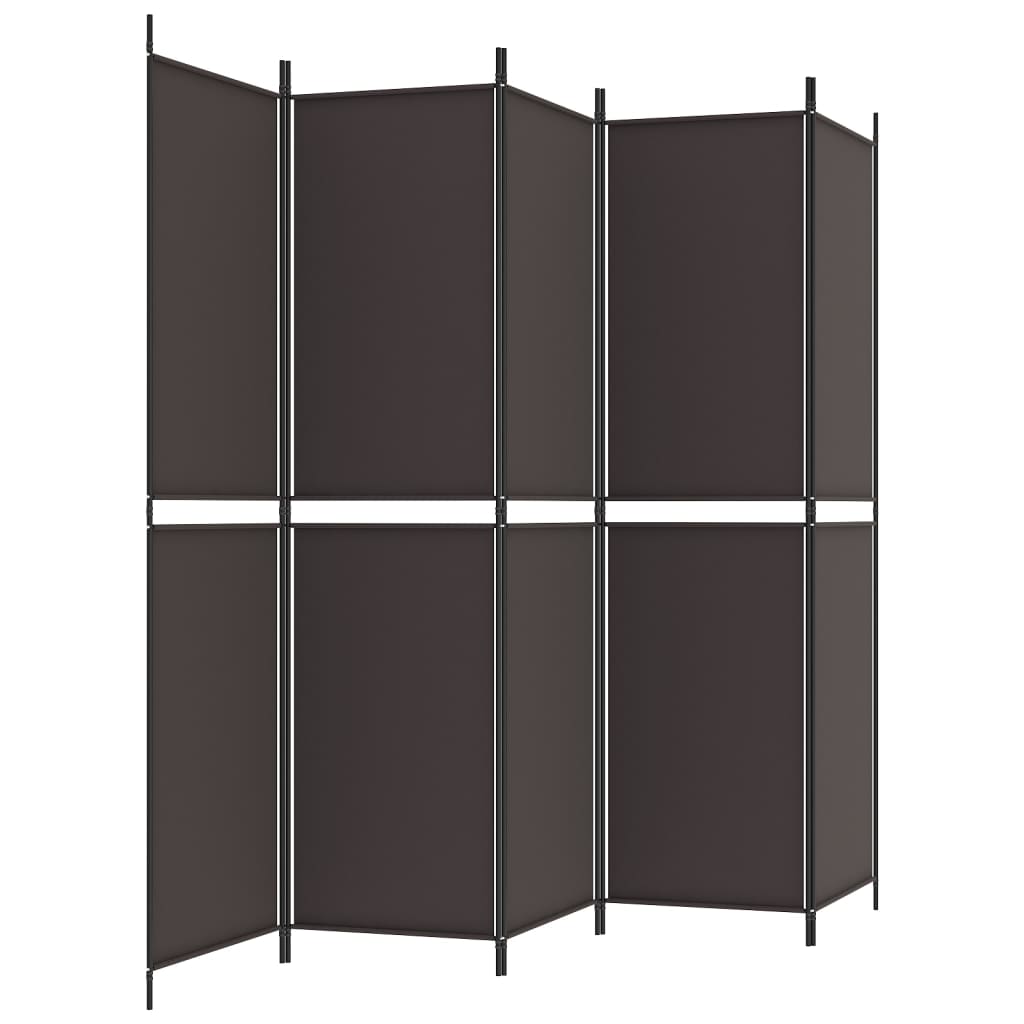 vidaXL Parawan 6-panelowy, brązowy, 300x220 cm, tkanina