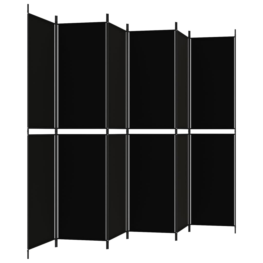 vidaXL Parawan 6-panelowy, czarny, 300x220 cm, tkanina