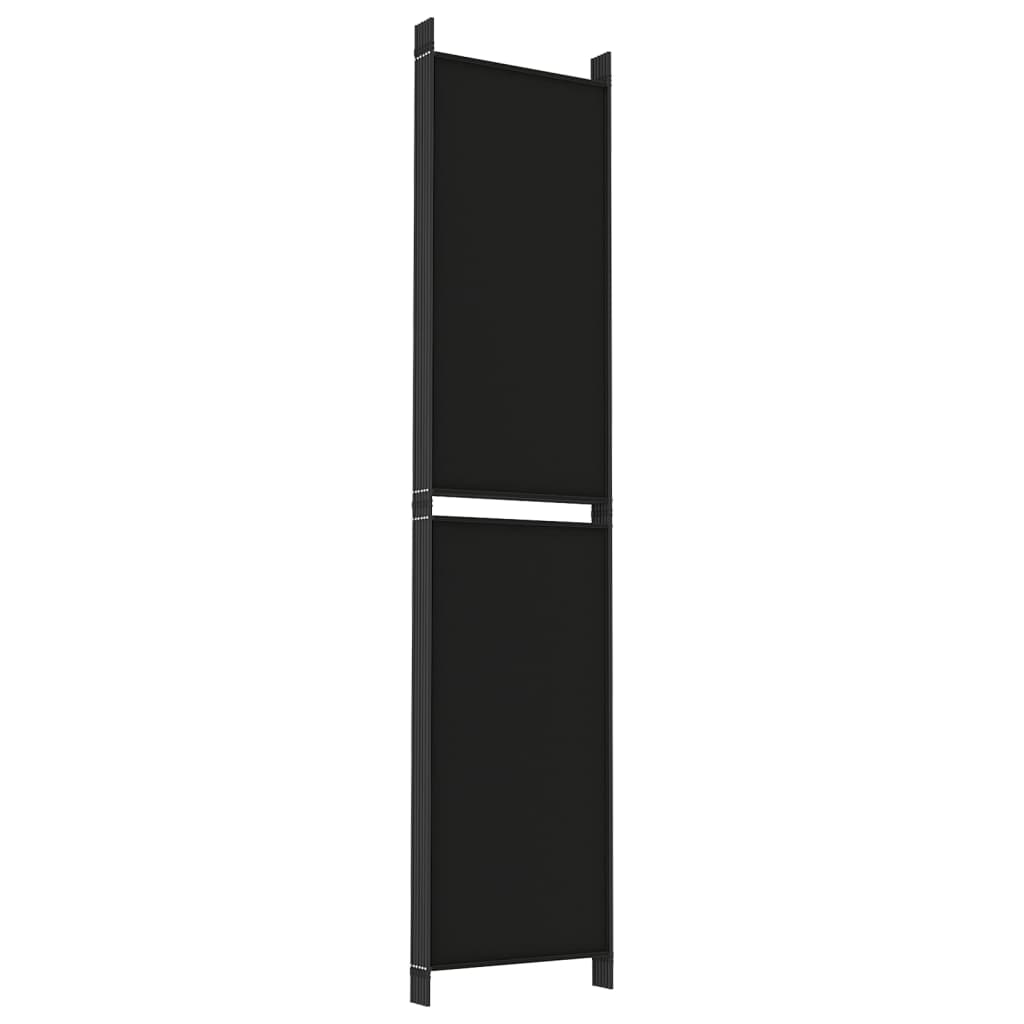 vidaXL Parawan 6-panelowy, czarny, 300x220 cm, tkanina