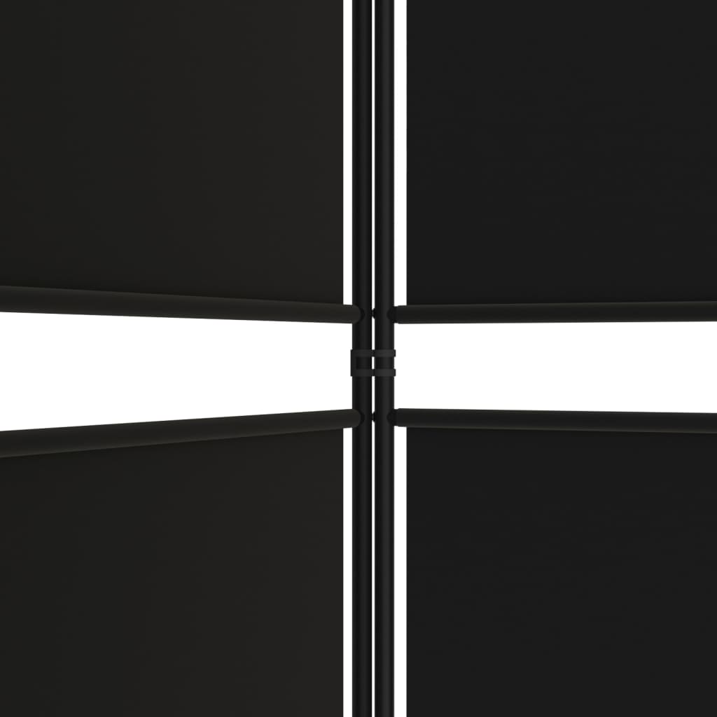 vidaXL Parawan 6-panelowy, czarny, 300x220 cm, tkanina