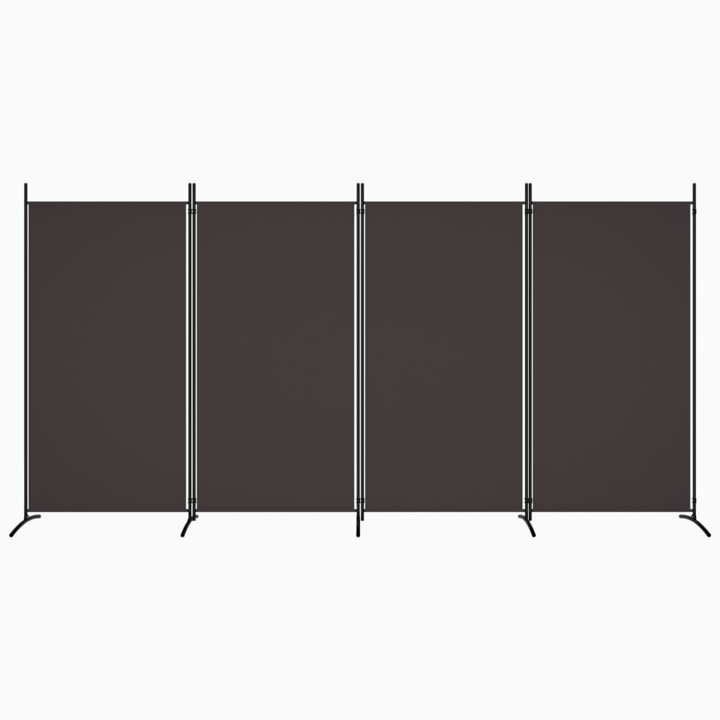 vidaXL Parawan 4-panelowy, brązowy, 346x180 cm, tkanina