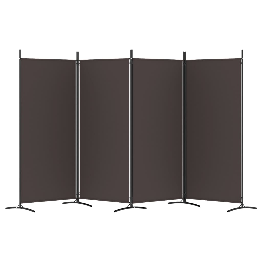 vidaXL Parawan 4-panelowy, brązowy, 346x180 cm, tkanina