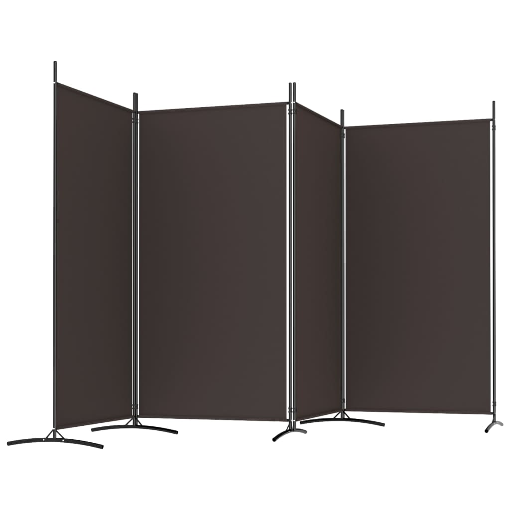 vidaXL Parawan 4-panelowy, brązowy, 346x180 cm, tkanina