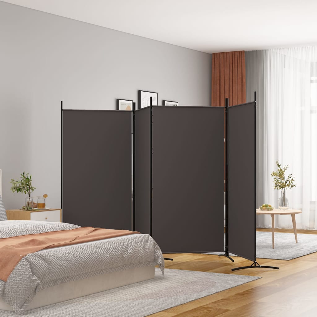 vidaXL Parawan 4-panelowy, brązowy, 346x180 cm, tkanina