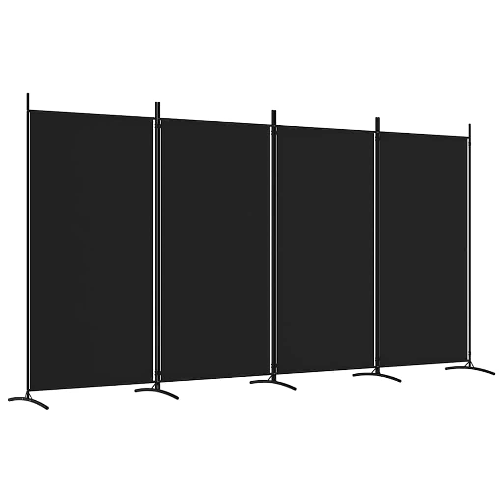 vidaXL Parawan 4-panelowy, czarny, 346x180 cm, tkanina