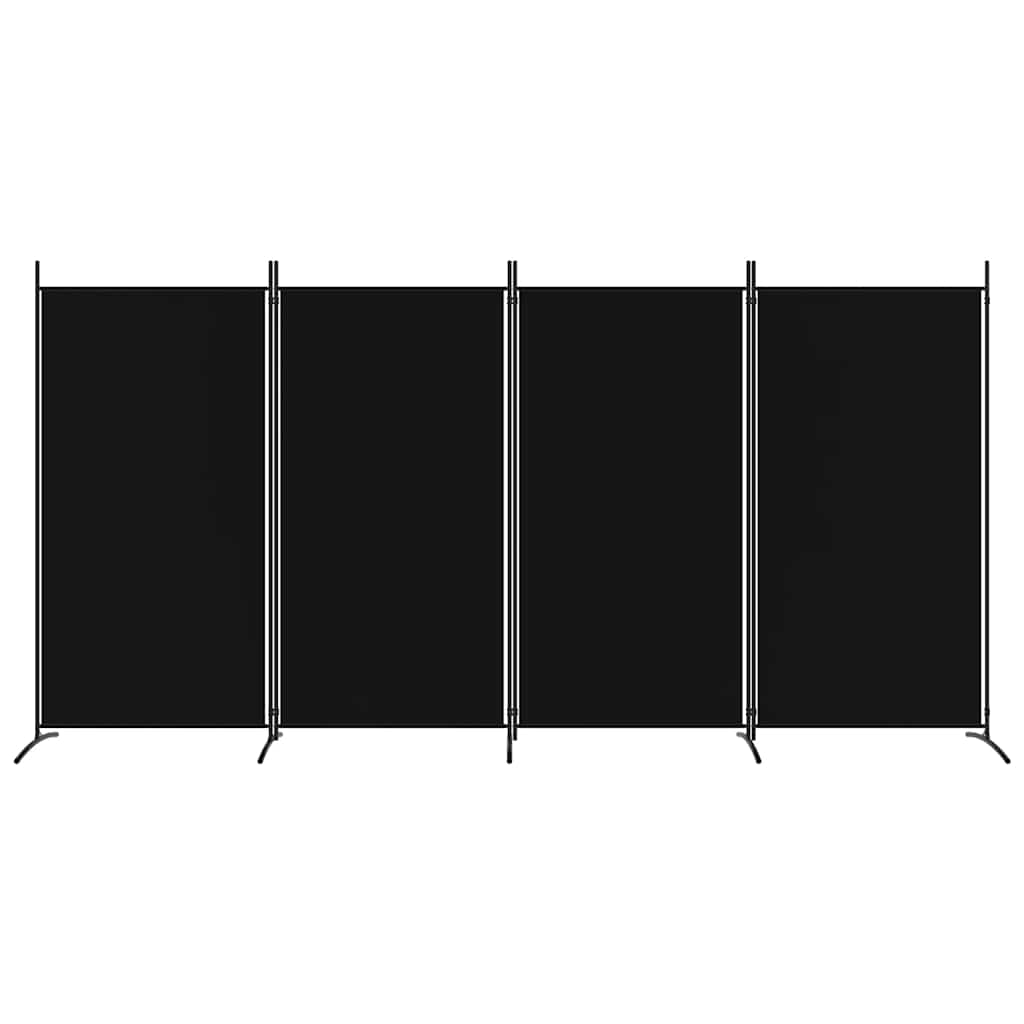 vidaXL Parawan 4-panelowy, czarny, 346x180 cm, tkanina