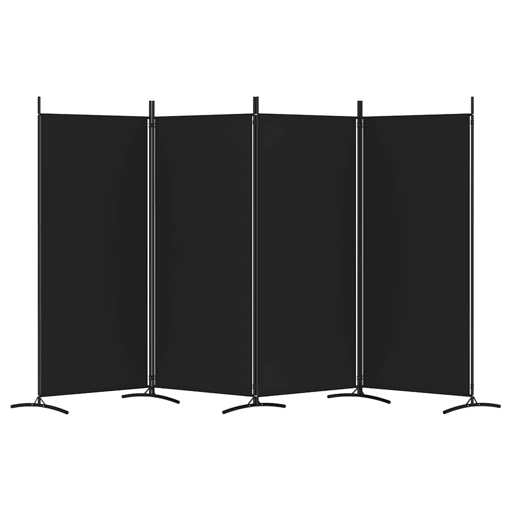 vidaXL Parawan 4-panelowy, czarny, 346x180 cm, tkanina