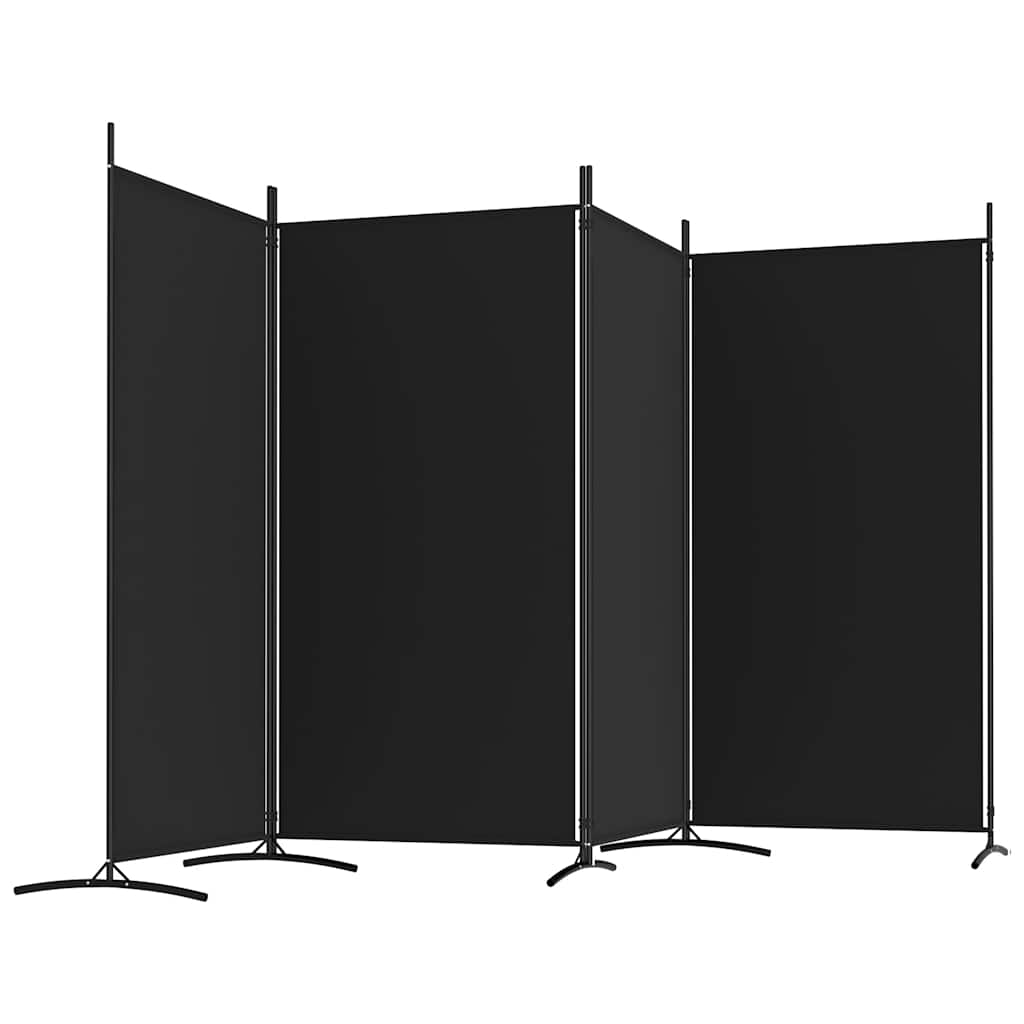 vidaXL Parawan 4-panelowy, czarny, 346x180 cm, tkanina