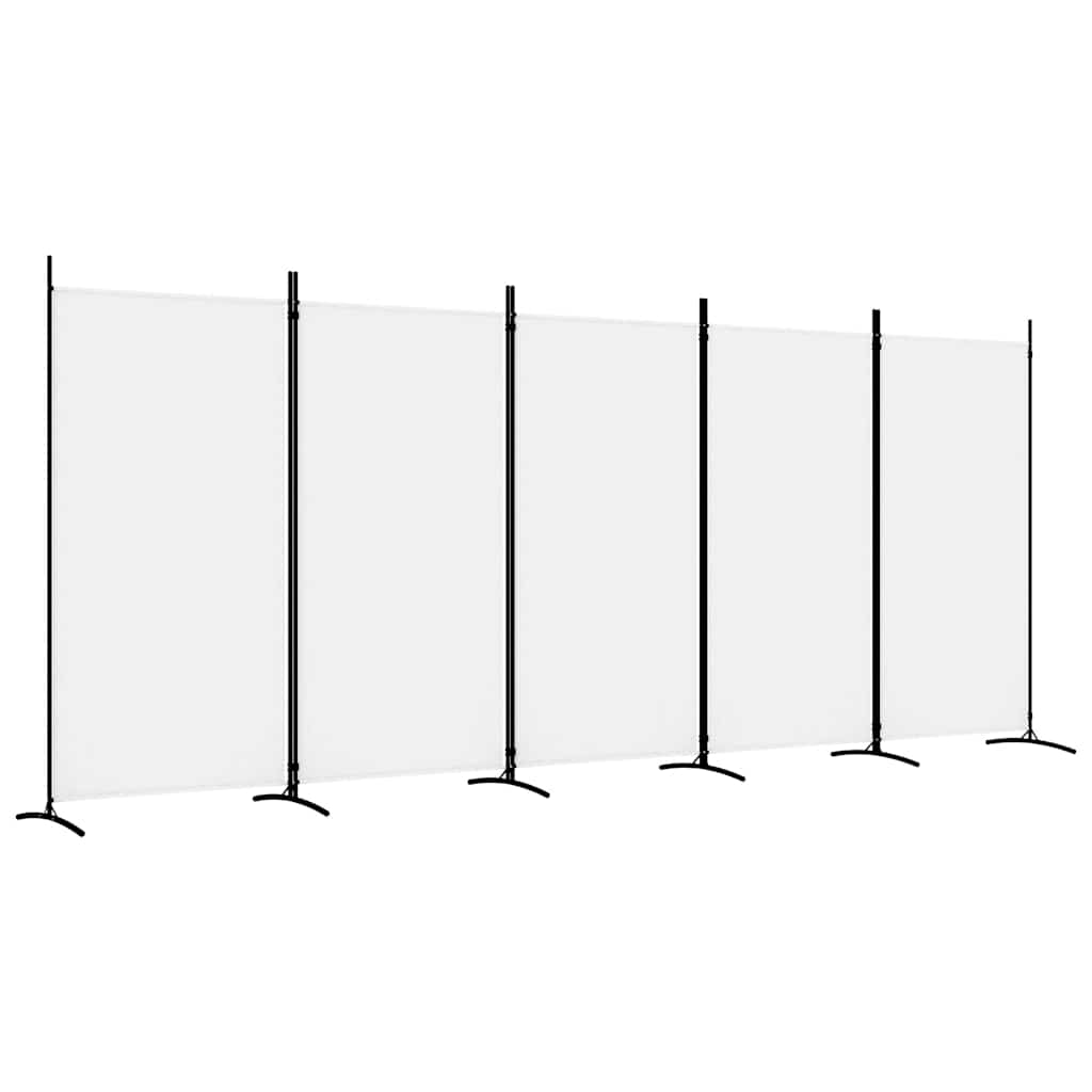 vidaXL Parawan 5-panelowy, biały, 433x180 cm, tkanina