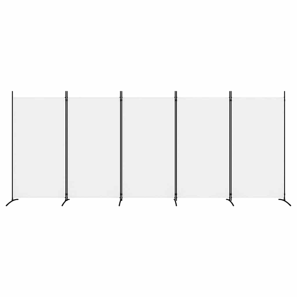 vidaXL Parawan 5-panelowy, biały, 433x180 cm, tkanina