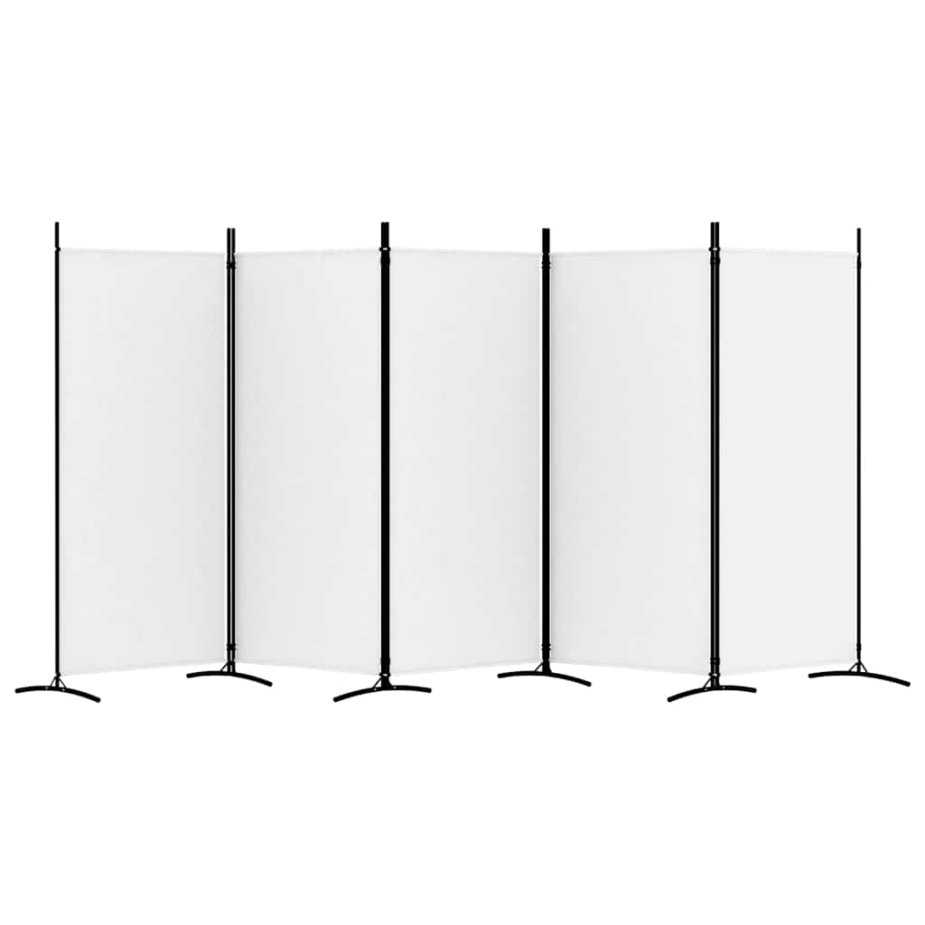 vidaXL Parawan 5-panelowy, biały, 433x180 cm, tkanina