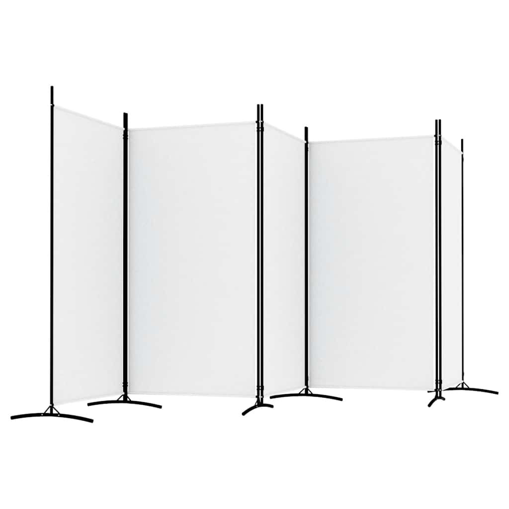 vidaXL Parawan 5-panelowy, biały, 433x180 cm, tkanina