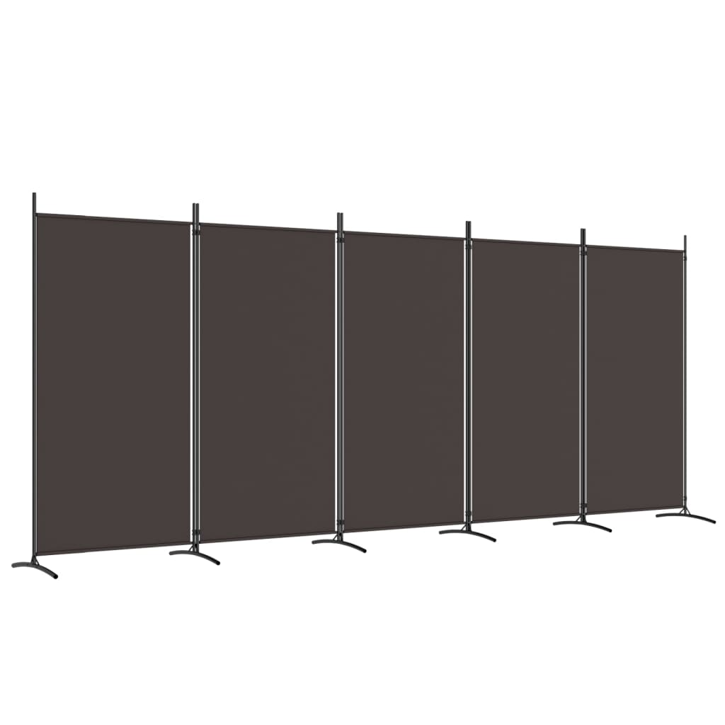 vidaXL Parawan 5-panelowy, brązowy, 433x180 cm, tkanina