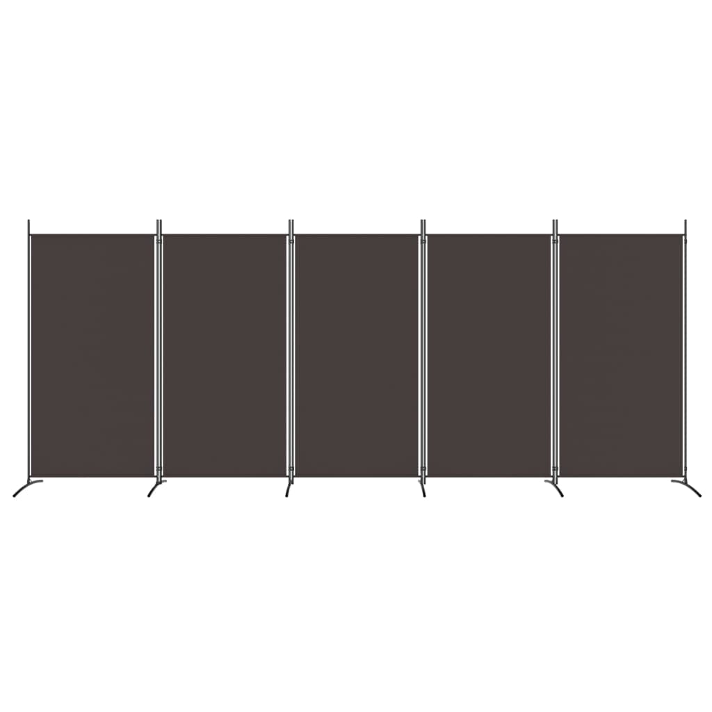 vidaXL Parawan 5-panelowy, brązowy, 433x180 cm, tkanina