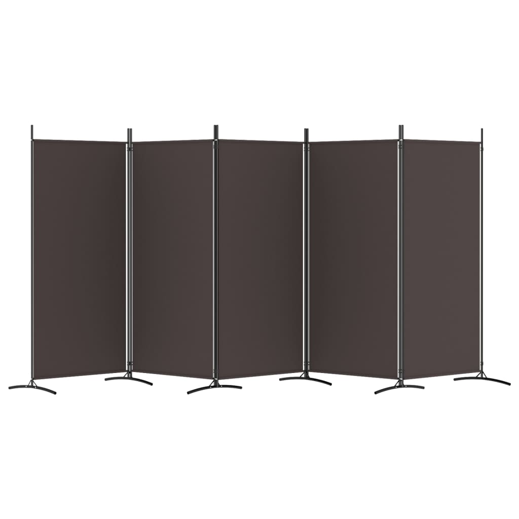 vidaXL Parawan 5-panelowy, brązowy, 433x180 cm, tkanina