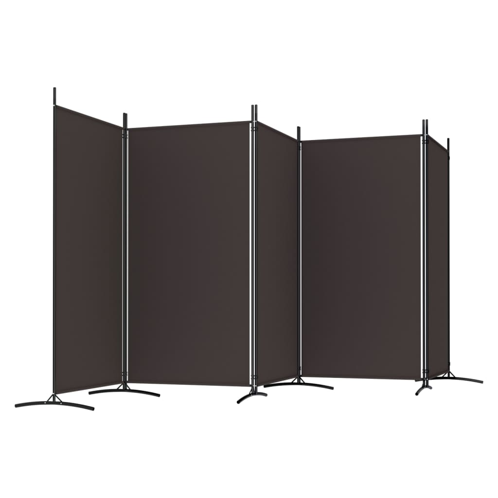 vidaXL Parawan 5-panelowy, brązowy, 433x180 cm, tkanina