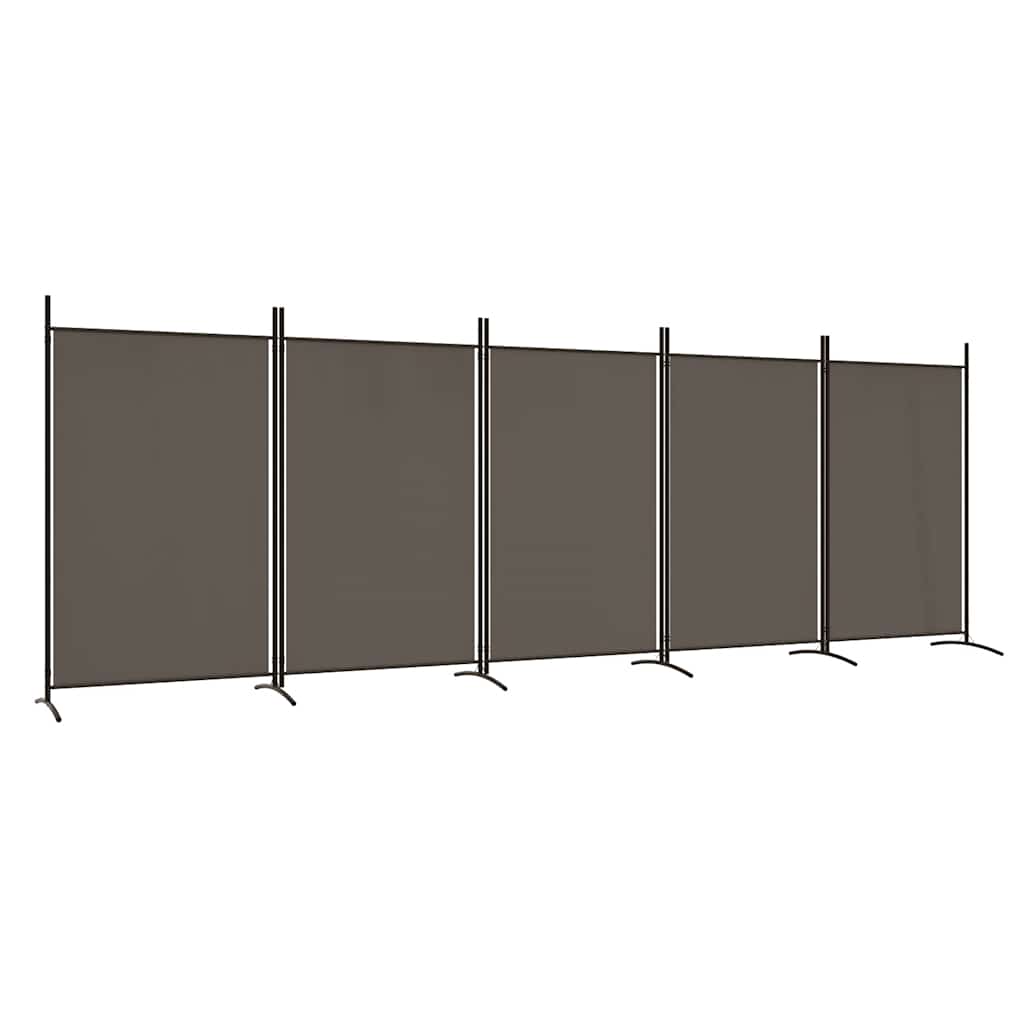 vidaXL Parawan 5-panelowy, antracytowy, 433x180 cm, tkanina