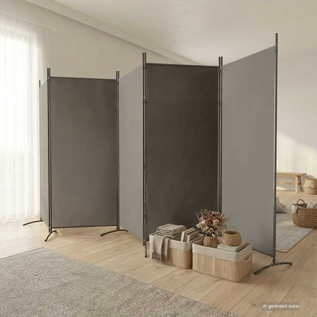 vidaXL Parawan 5-panelowy, antracytowy, 433x180 cm, tkanina